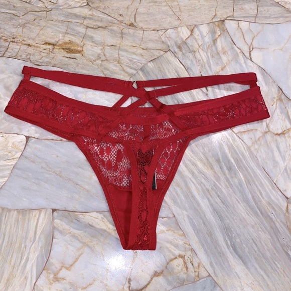 VS Sheer Mesh V-String Very Sexy Thong Panty Red Small - Picture 5 of 8